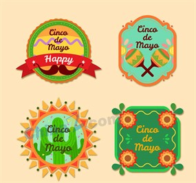 彩色五月五日节标签矢量素材